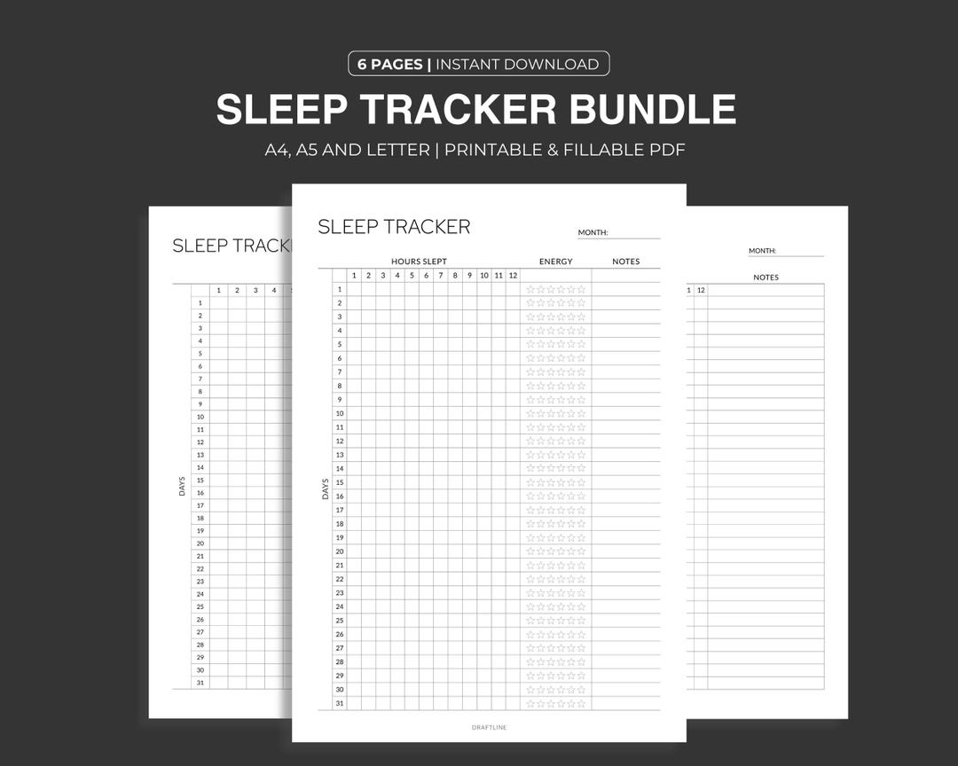 Printable Sleep Tracker Bundle: Monthly Sleep Log (a4/a5/letter PDF) - Etsy