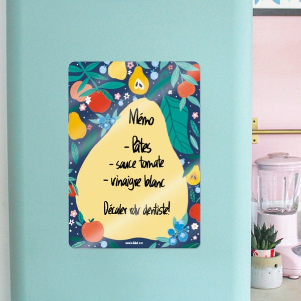 Poster fridge Memo Reminder decorative Magnetic Erasable A3 or A4 for fridge and metal surfaces - Pear