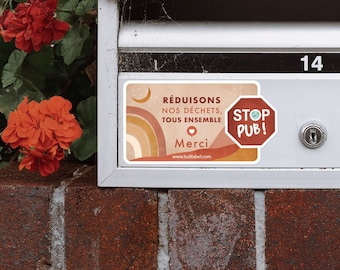 Kit STOP PUB Terracotta, Étiquettes autocollantes et Nominatives pour Personnaliser la Boîte aux lettres