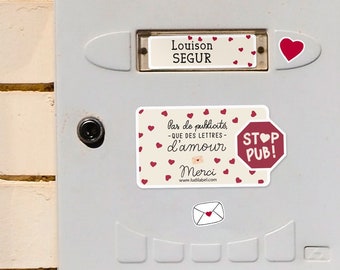 Kit STOP PUB Amour, Étiquettes autocollantes et Nominatives pour Personnaliser la Boîte aux lettres