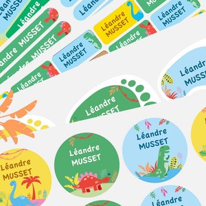 Etichette per nome rientro a scuola: PACCHETTO nome personalizzato (nominettes) Funky Dino per contrassegnare il materiale scolastico
