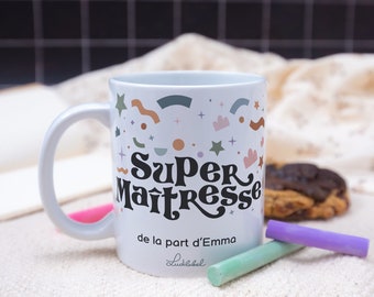 Mug Super Maîtresse - Tasse à café ou à thé en Céramique - Confettis