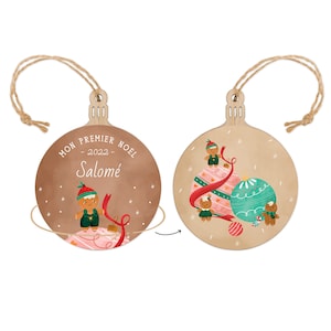 Wooden Christmas Ball Kit with Personalized Sticker to Decorate the Tree - My First Christmas - Gingerbread Man