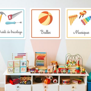 44 Self-Adhesive Montessori Toy Labels to Organize and Identify Storage Spaces