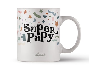 Mug Super Papy - Tasse à café ou à thé en Céramique - Confettis