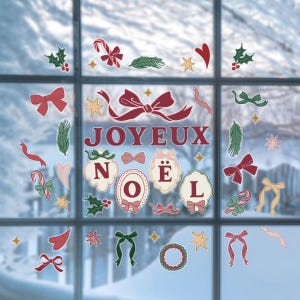 Stickers de Noël pour Fenêtre, électrostatiques réutilisables et repositionnables pour Décorer vitres et fenêtres