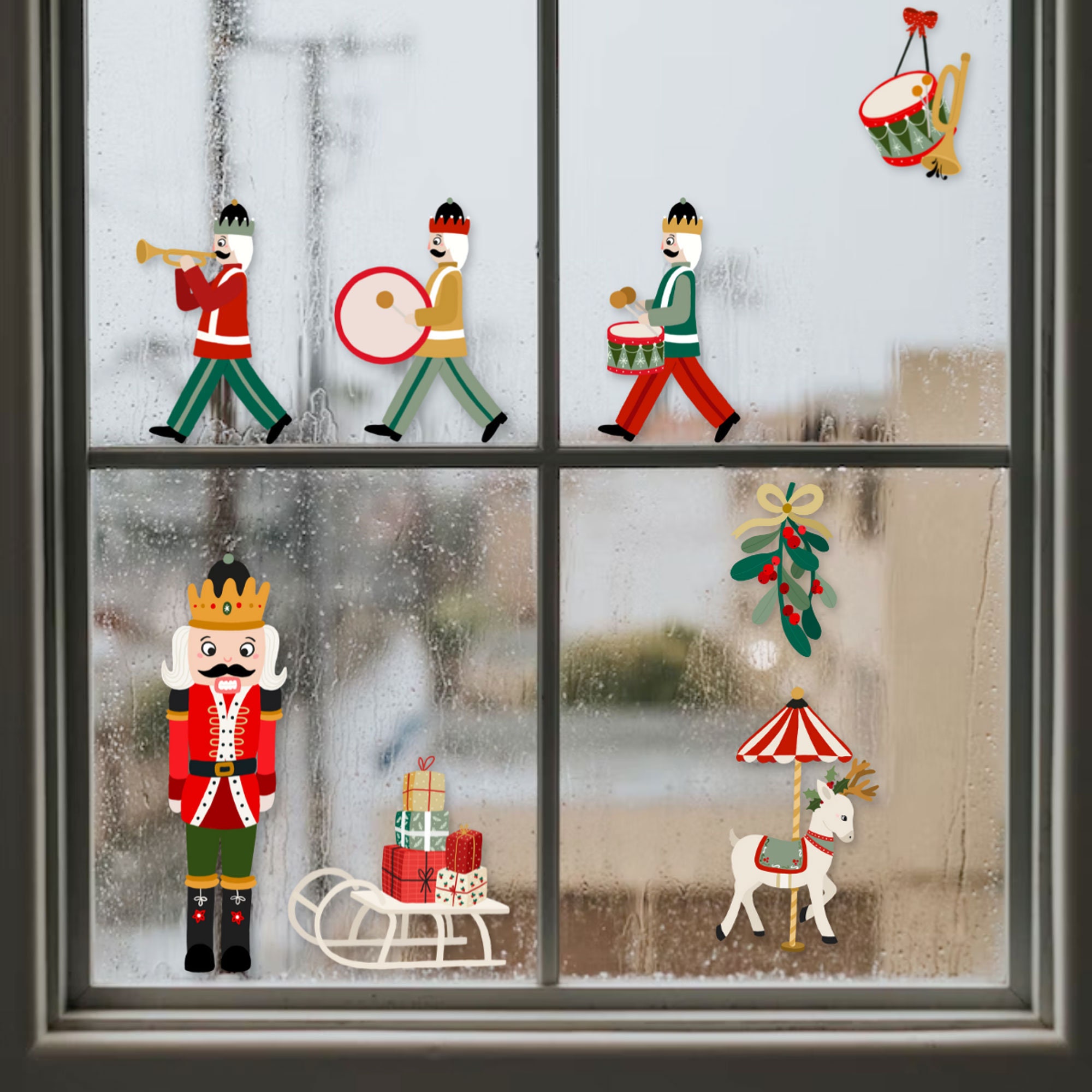 Stickers Fenêtre Noël 192 Pièces - Autocollants Electrostatiques Réutilisables - Motifs Père Noël, Sapins, Flocons