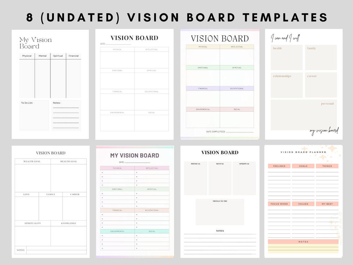 Printable Vision Board 2023 Template Printable Dream Board - Etsy UK
