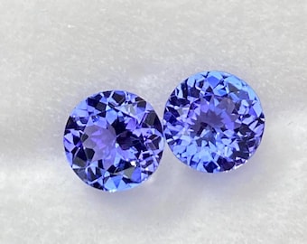 Natural Tanzanite 7 mm Round Pair Faceted Loose Gemstone Weight-2.50 Cts, Perfect For making Jewellery  #B6.2