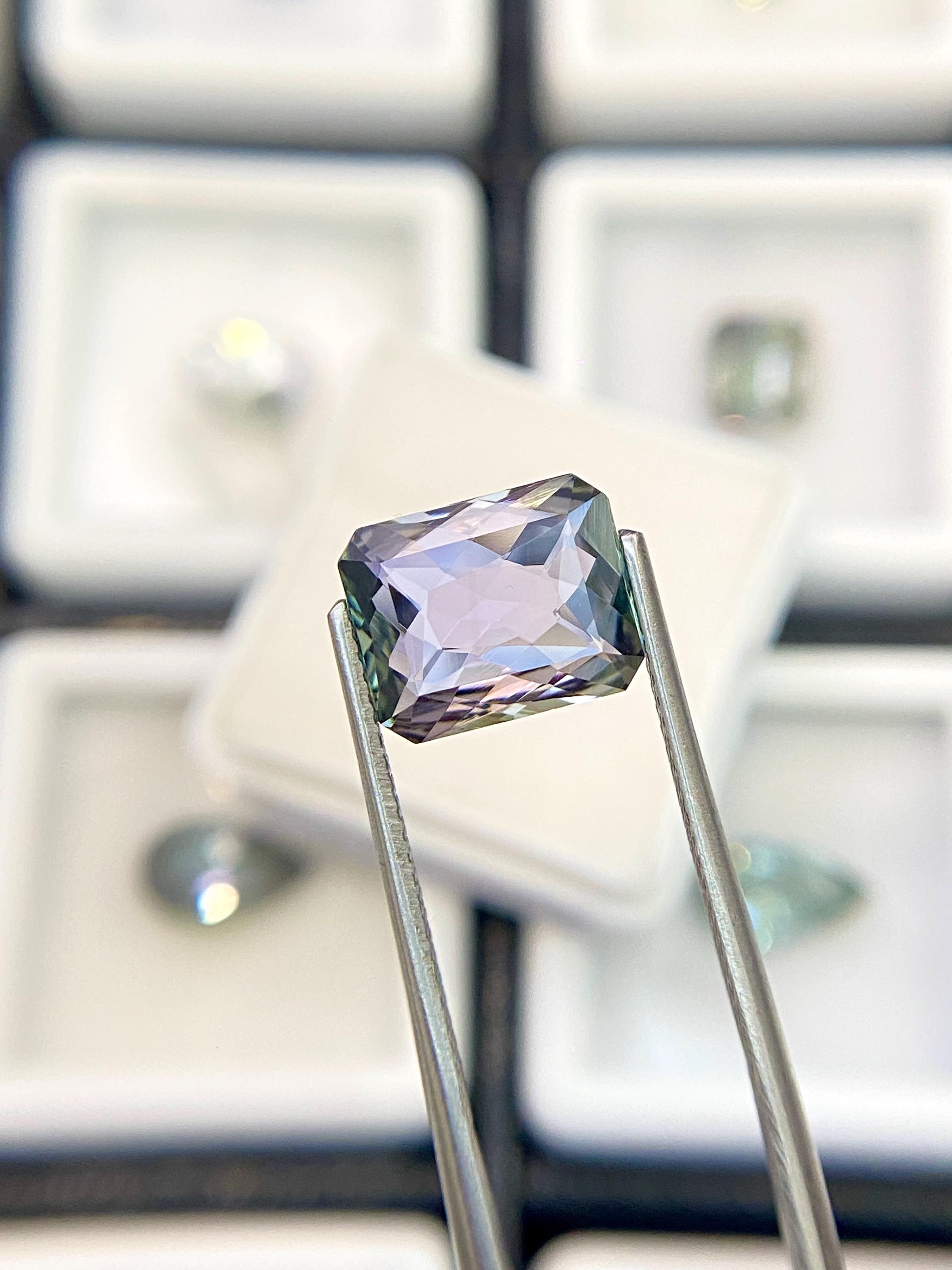 Portrait Cut Natural Unheated Tanzanite Cushion Faceted Loose Gemstone Weight-3.41 Cts, Size-10.5x8.5 mm, Unique Color Tanzanite #B14.15