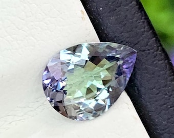 Pfauenfarbe Natürliche Nicht erhitzte Tansanit 8.5x6.4 mm Birnenschliff facettierte Lose Edelstein-Gewicht-1.20 Cts. Zoisit Tansanit #B38.16