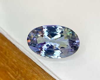Mermaid Color Natural Unheated Tanzanite Oval Shape Faceted Loose Gemstone  Size-10x6.4 mm,  (Loupe Clean) #B11.54