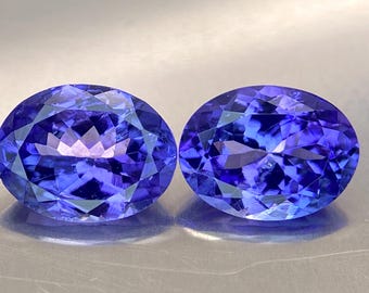 Deep Blue Colour Natural Tanzanite 9x7 mm Oval Pair faceted Loose Gemstone  , Weight-3.85 Cts , #B7.2