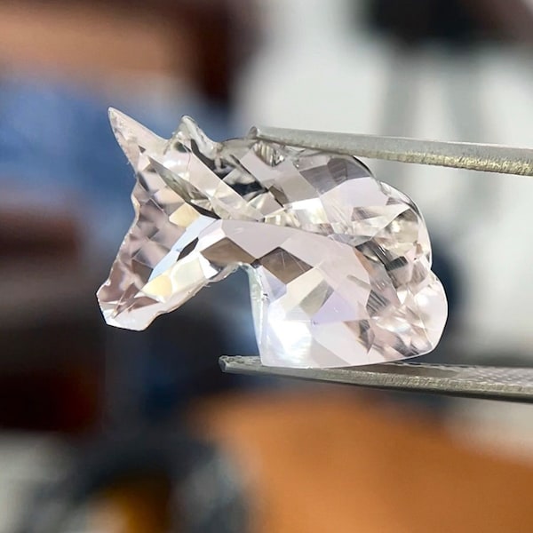 Natural Unicorn Face Cut Morganite with Super Stunning and beautiful  Cut weight - 12.20 , Clarity - Vsi , #1910