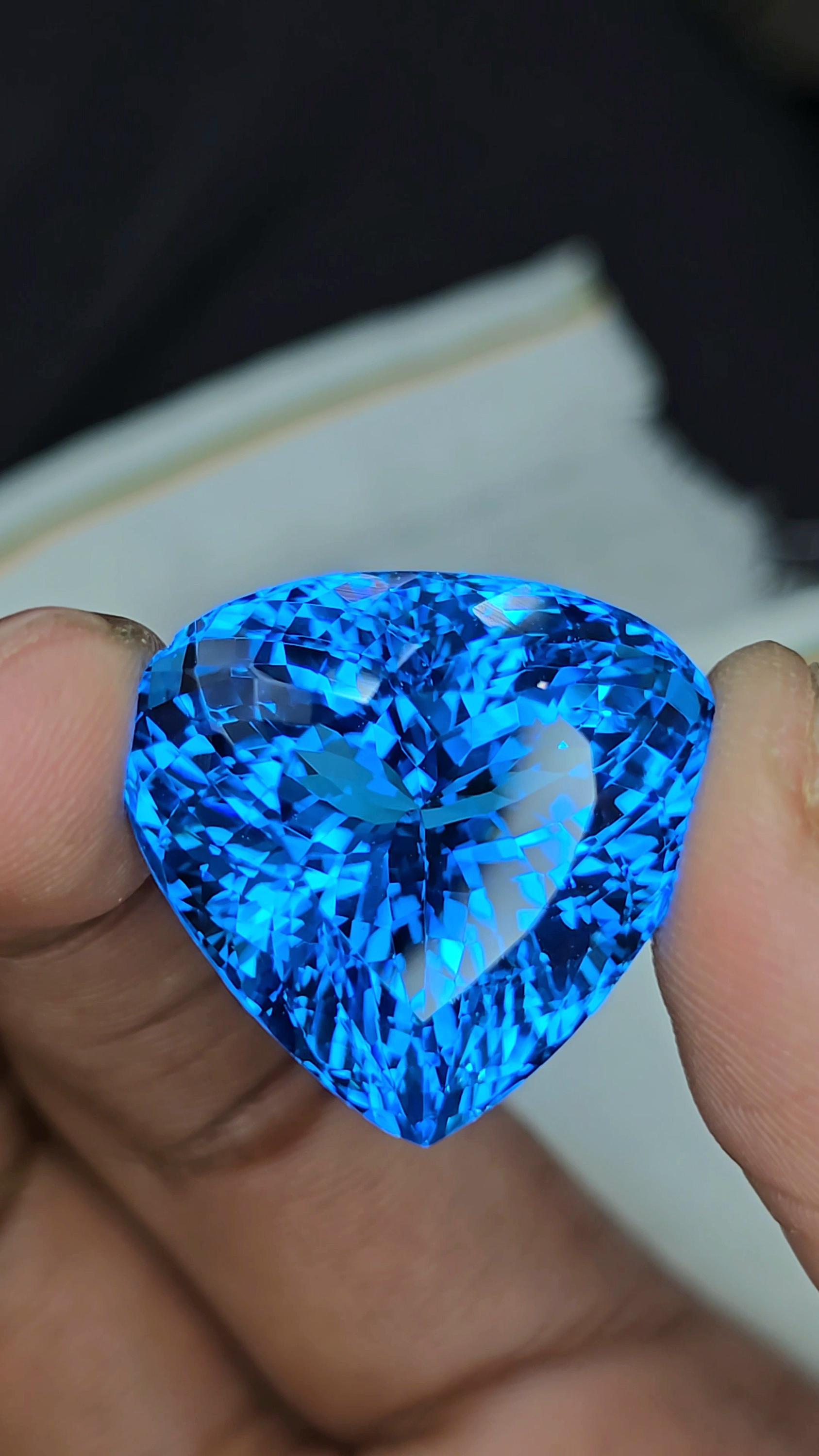 Natural Blue Topaz Heart Shape Faceted Loose Gemstone Weight-47.09