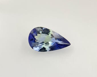 Pfauenfarbe Natürlicher ungewärmter Tansanit 11x6.5 mm, facettierter loser Edelstein in Tropfenform, Gewicht: 1.53 Cts, (Lupenrein) # B11.24