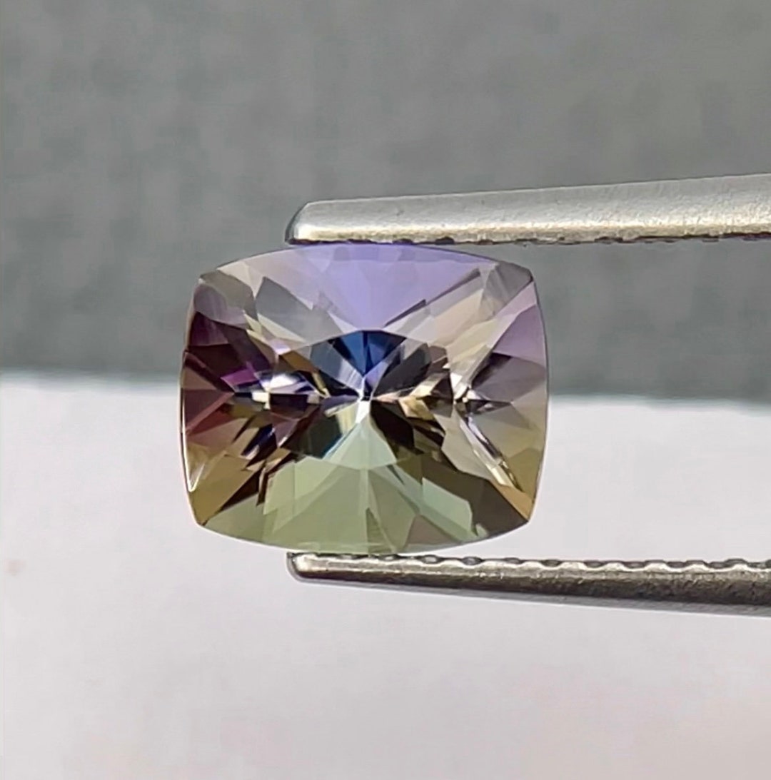 Mermaid Tanzanite 1.56 Cts 7.30x6.20 Mm Unheated Tanzanite Cushion Cut Tanzanite Double Color ...