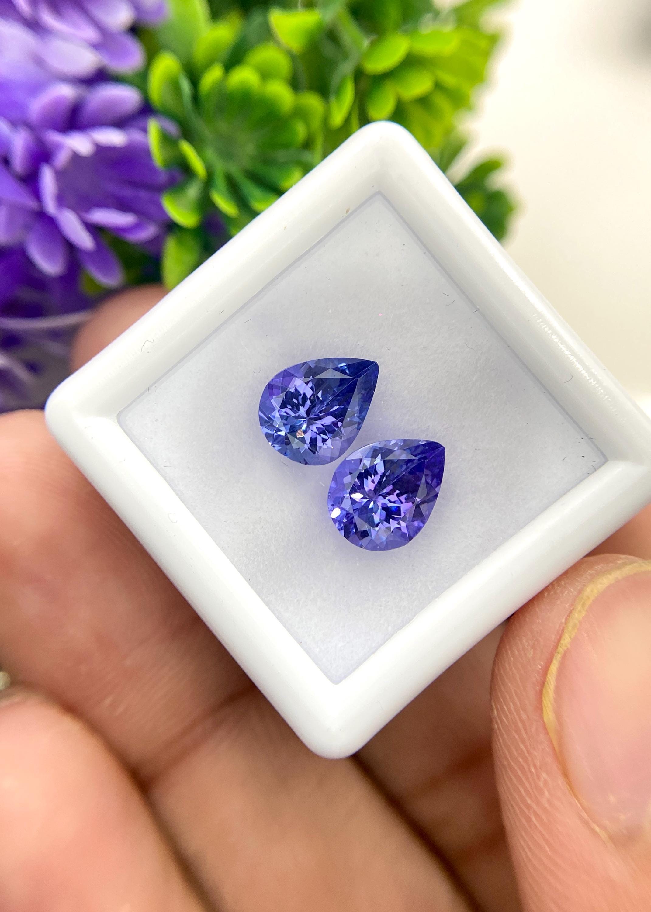 天然タンザナイト 8.8 x 7 mm、ペアカットファセットルース