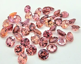 Natural Imperial Zircon 4 mm Round Faceted Gemstones Lot | Peach Pink Zircon Parcel | Calibrated Loose Stones | Wholesale Zircon Set | #V.4