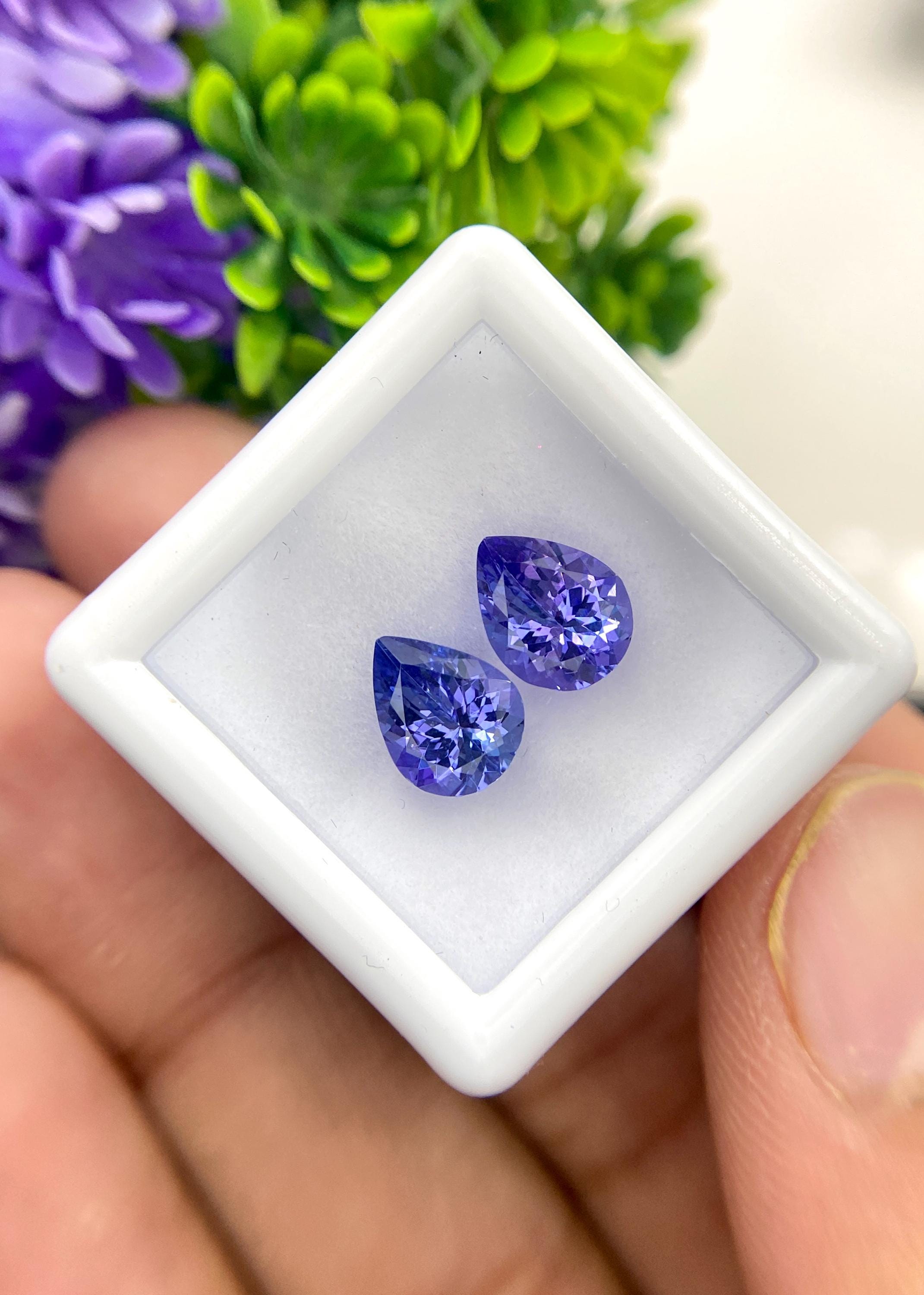 天然タンザナイト 8.8 x 7 mm、ペアカットファセットルース
