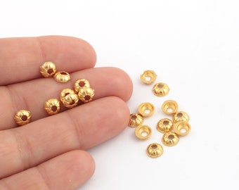 6 mm 24k Błyszcząca Złota Okrągła Końcówka, Złota Końcówka Kwiatowa, Końcówka Biżuteria, Koraliki Przekładkowe, Tworzenie Biżuterii, 20 Sztuk, AL-95