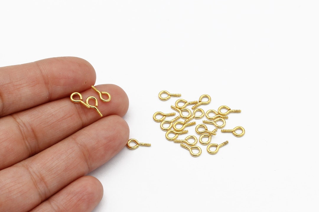 25 Pcs 24k Gold Plated Eye Pins, Round Head Pin, Eye Pin, Eye Pin ...