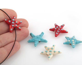 Hand Made Murano Glass Starfish Beads, Murano Animal Beads, Glass Starfish Beads, Starfish Bracelet Beads, 26mm, 1 Pcs, MR-17