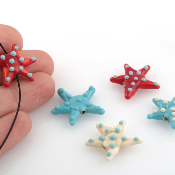 Hand Made Murano Glass Starfish Beads, Murano Animal Beads, Glass Starfish Beads, Starfish Bracelet Beads, 26mm, 1 Pcs, MR-17