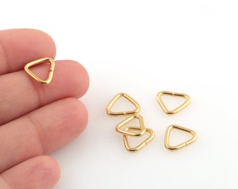 24k Gold Plated Triangle Jump Rings, Jump Rings, Triangle Connector, Triangle Jump Rings, Jewelry Supplier, 11mm, 10Pcs, AL-928
