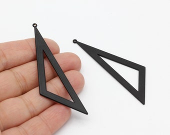 Black Plated Triangle Pendant, Geometric Charms, Triangle Earring, Triangle Findings, Jewelry Supplies, Black Findings, 20x66mm, 1Pcs, SY-40