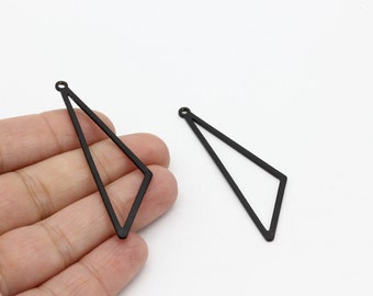 Black Plated Triangle Charms, Geometric Pendant, Triangle Earring, Triangle Findings, Jewelry Supplies, Black Findings,  15x56mm, 1Pcs,SY-16