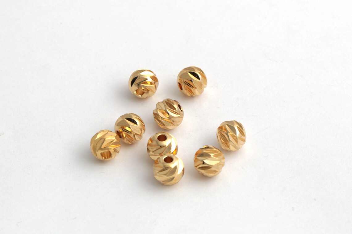 8mm 24k Gold Plated Laser Cut Beads Laser Cut Spacer Beads Etsy
