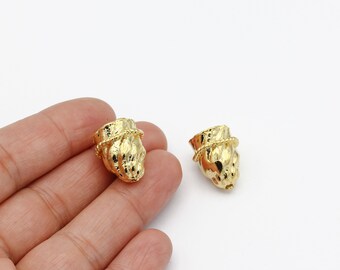 24k Shiny Gold Plated Cone Caps, End Cap, Gold Plated Tassel Cone Cap, Rustic End Cap, Jewelry End Cap Jewelry Making, 15x17mm, AL-1223