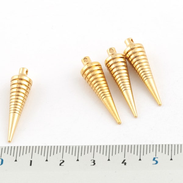 24k Gold Plated Spike Charm, Spike Necklace, Gold Plated Long Bar, Spike Pendant, Spike Jewelry, Necklace Findings, 7x27mm, 1Pcs, AL-196