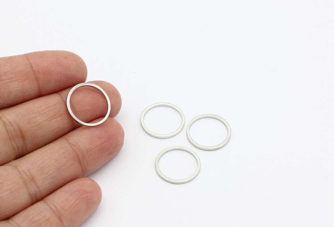 6 Pcs 15mm Rhodium Plated Closed Ring, Circle Connector, Rhodium Plated ...