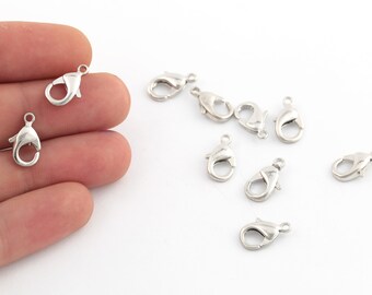 15mm Rhodium Plated Parrot Clasp, Lobster Claw Clasp, Necklace And Bracelet Closured, Spring Clasp, Neclace End, 10Pcs, CL-44