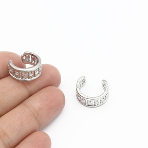 Rhodium Plated Ear Cuff, Patterned Ear Cuff, Hoop Ear, Rhodium Plated Hoop Ear Cuff, Earrings Findings, Jewelry Supplier, 16mm, CP-10