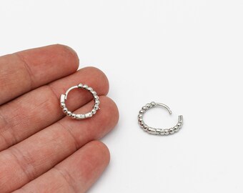 16mm Rhodium Plated Ball Leverback Earring Clasps, Ear Hooks, Round Leverback Earrings,  Leverback Findings, Earring Findings, 2 Pcs, CP-296