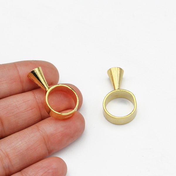 24k Gold Plated Round Charms, Funnel Shape Pendant, Round Capsule Jewelry, Round Earring, Jewelry Supplier, Gold Findings, 12x26mm, AL-1217