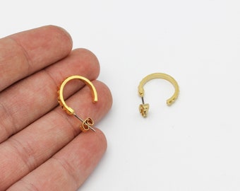 Pendientes de círculo colgante chapados en oro de 18 mm y 24 k, aros de pendientes de perno, pendientes colgantes redondos, pendientes de oro, hallazgos de pendientes, 1 par, CP-293
