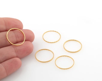 Anillo moleteado chapado en oro de 24 k de 18 mm, conector circular, aros chapados en oro, dijes redondos, anillo plano cerrado, anillos de unión, 6 piezas, AL-1002