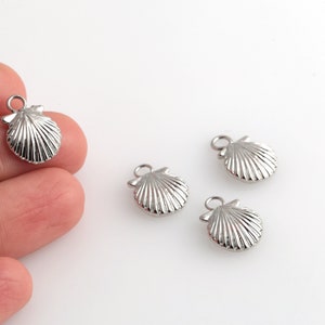 Rhodinierter Muschel Anhänger, Rhodinierter Muschel Anhänger, Rhodinierter Muschel Schmuck, Muschel Ohrringe, 11x16mm, 2Stk, SL-49