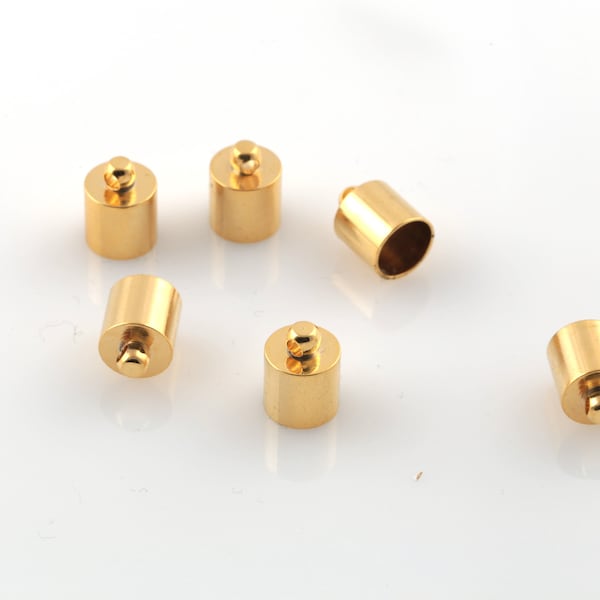 24k Shiny Gold Plated İnner Size 8mm End Cap, Huge End Caps, Solid Brass End Cap, Gold Plated End Cap, Connector, 9x12mm, 6 Pcs, AL-1043