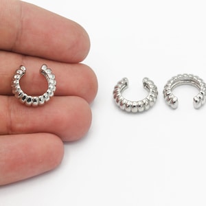 Rhodium Plated Ear Cuff, Twisted Ear Cuff, Hoop Ear, Rhodium Plated Hoop Ear Cuff, Earrings Findings, Jewelry Supplier, 15mm, CP-138