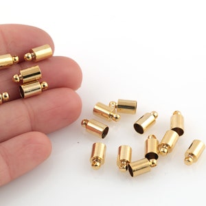 24k Shiny Gold Plated İnner Size 4.5mm End Cap, Huge End Caps, Solid Brass End Cap, Gold Plated End Cap, Connector, 5x10mm, 10 Pcs, AL-958