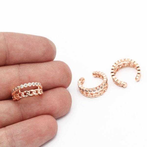 Rose Gold Plated Zircon Ear Cuff, Stone Ear Cuff, Cartilage Earrings, Rose Gold Ear Cuff, Earrings Findings, Jewelry Supplier, 15mm, CP-175