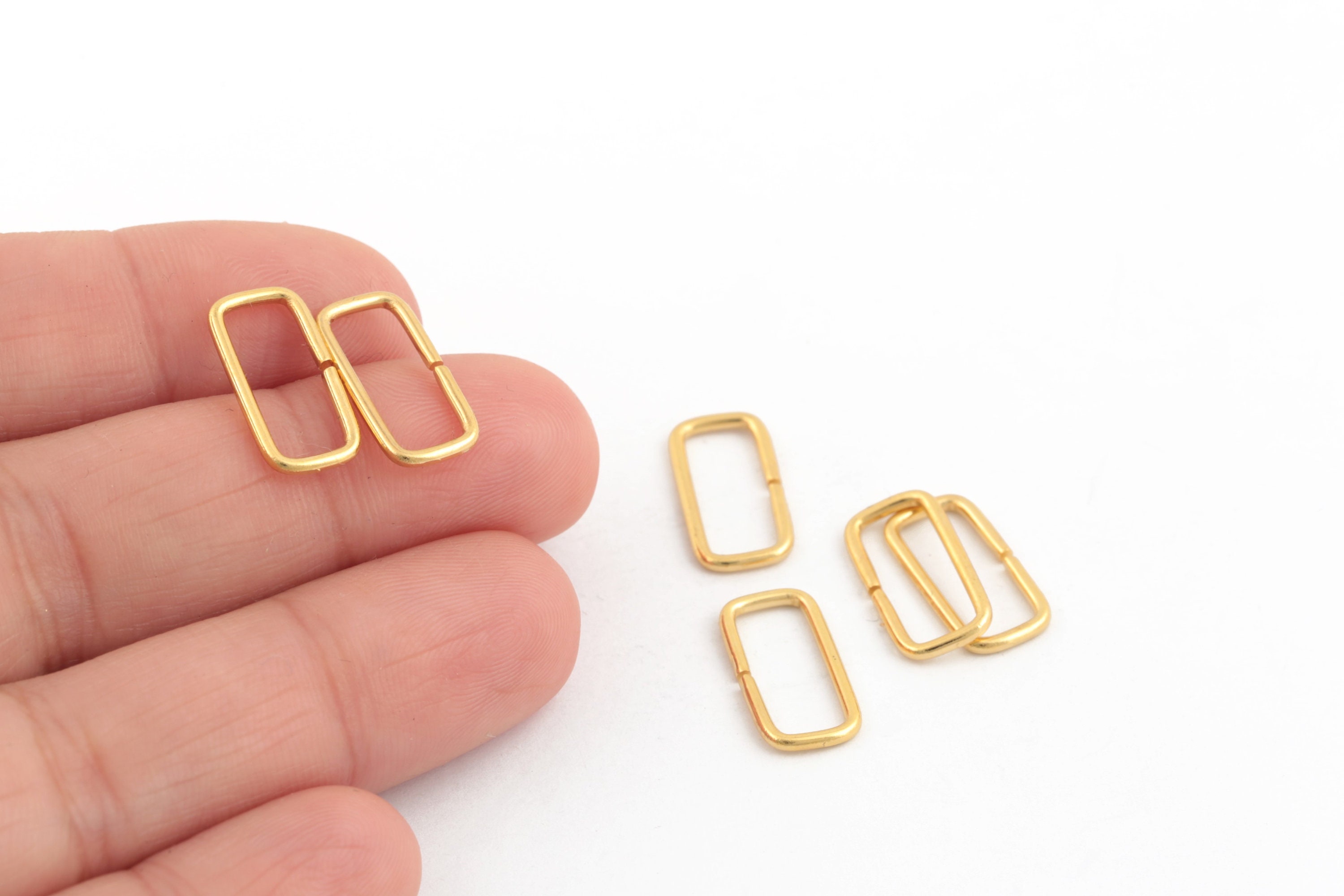 Angular Simple Rings 24k Gold Plated Angular Jump Rings, Rectangle Jump Rings, Open Jump ...