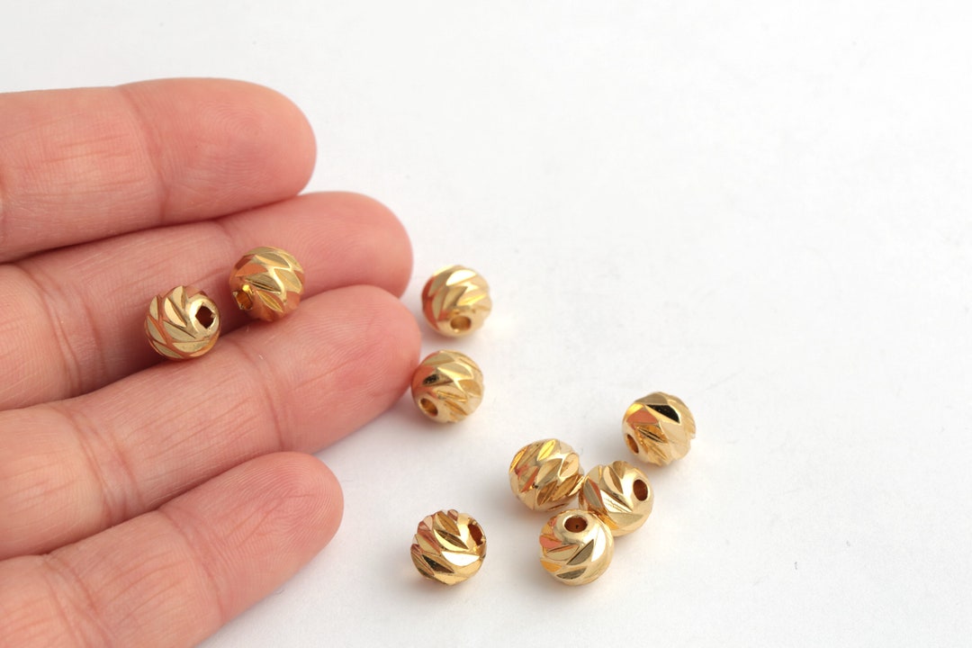 8mm 24k Gold Plated Laser Cut Beads, Laser Cut Spacer Beads, Solid