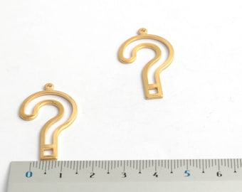 Colgante de signo de interrogación chapado en oro de 24k, joyería de signo de interrogación, joyería de signo de interrogación chapada en oro, 19x34mm, 1 uds, AL-606