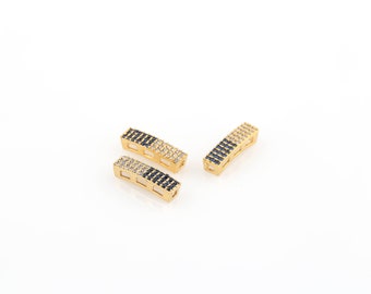 24k Gold Plated CZ Bar Connector, Rectangle Charms, Cubic Zirconia Bar Bracelet Connector, Bracelet Findings, 5x18mm, 1Pcs, ZR-31